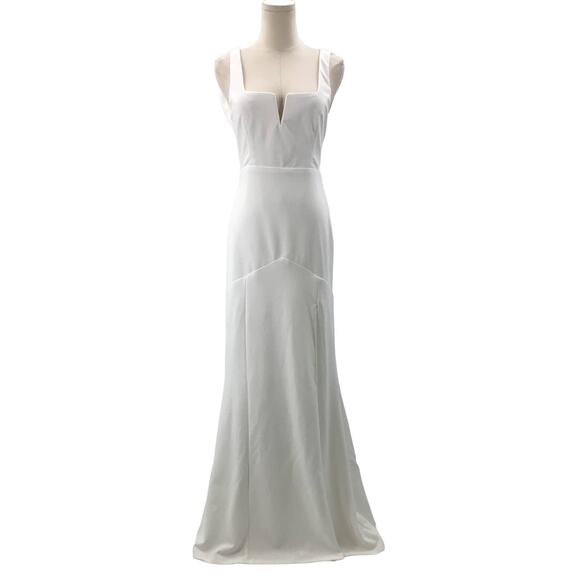 LULU'S XS Everlasting Promise White Notched Backless Mermaid Maxi Dress NEW B145 - Picture 2 of 6